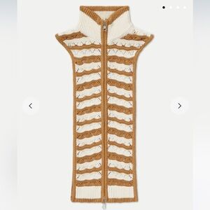 $268 NWT Veronica Beard Ariana Dickey Jacket insert dual zip tan white stripe